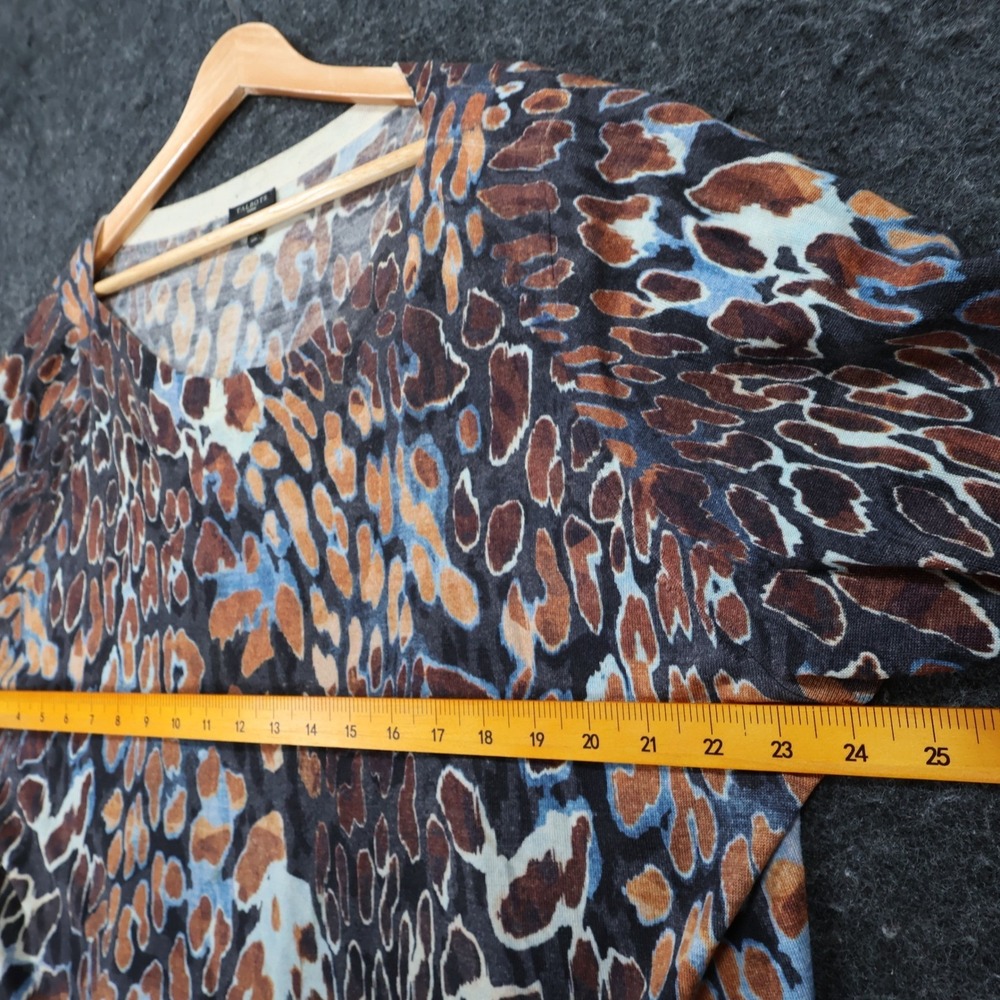 Talbots Sweater Women 3X Blue Brown Cotton Silk Animal Print Pullover Top - Picture 3 of 8